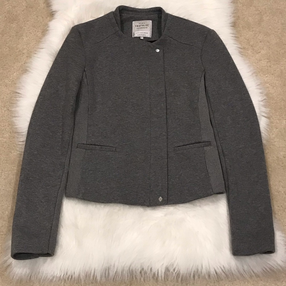 Zara Outerwear Cotton Moto Jacket Gray S